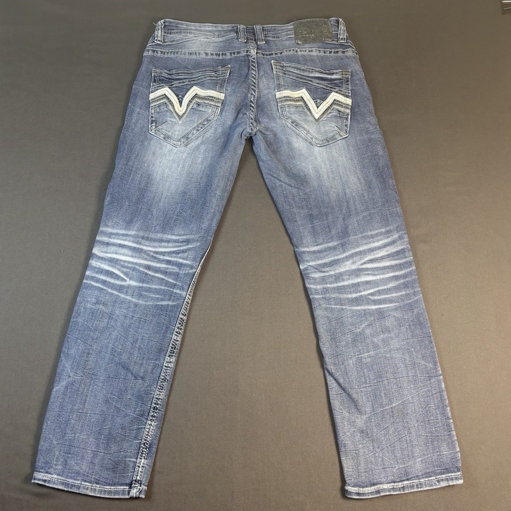 Salvage Buckle Jeans Men's 32(S)- 32x28 Blue Denim Mayhem Straight Regular Fit - Picture 2 of 9
